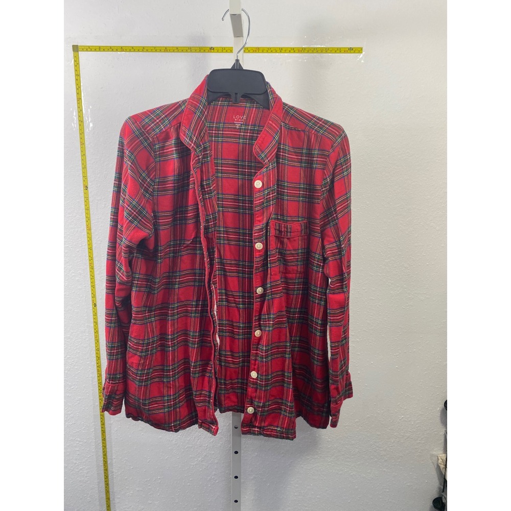 Love by Gap Maternity Red Plaid Flannel Pajama Top Button Down Sleep Shirt Small